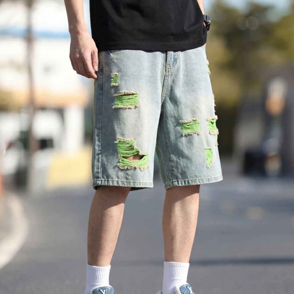 Men's Lined Ripped Denim Short - огляд і ціна Fly Line