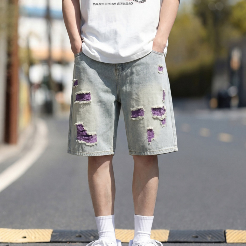 Men's Lined Ripped Denim Short - огляд і ціна Fly Line